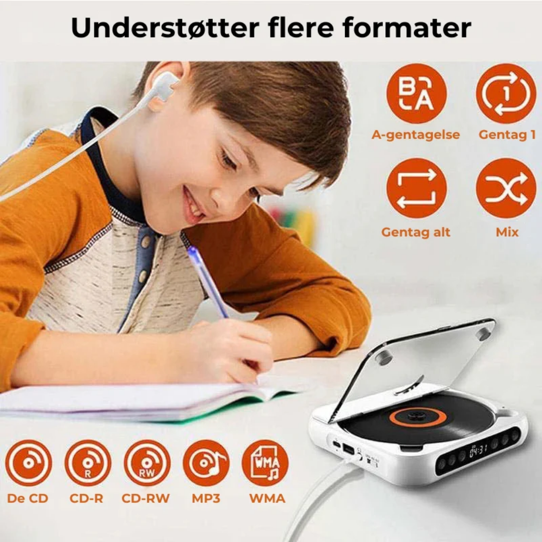 KlarTone CD™ – Trådløs Bærbar CD-Afspiller med Bluetooth