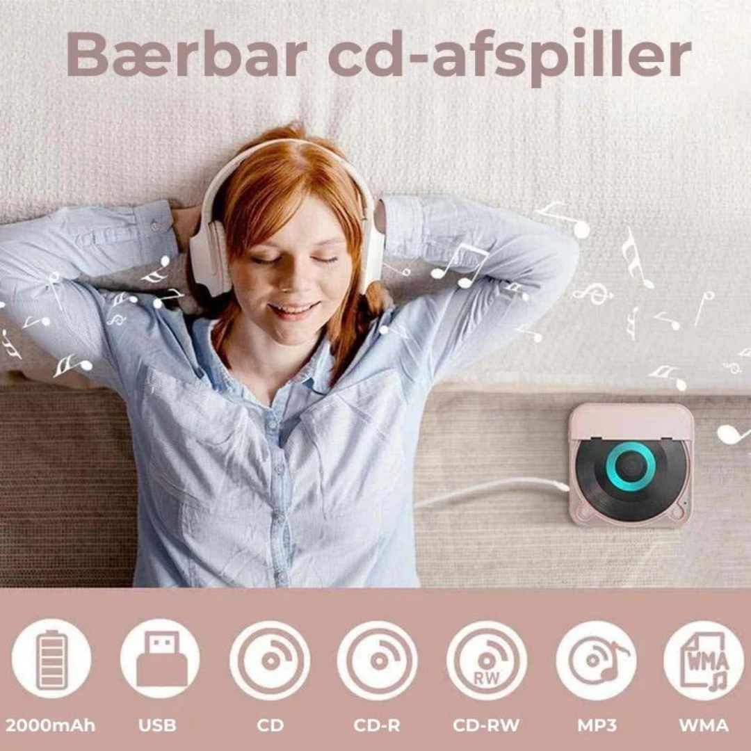 KlarTone CD™ – Trådløs Bærbar CD-Afspiller med Bluetooth