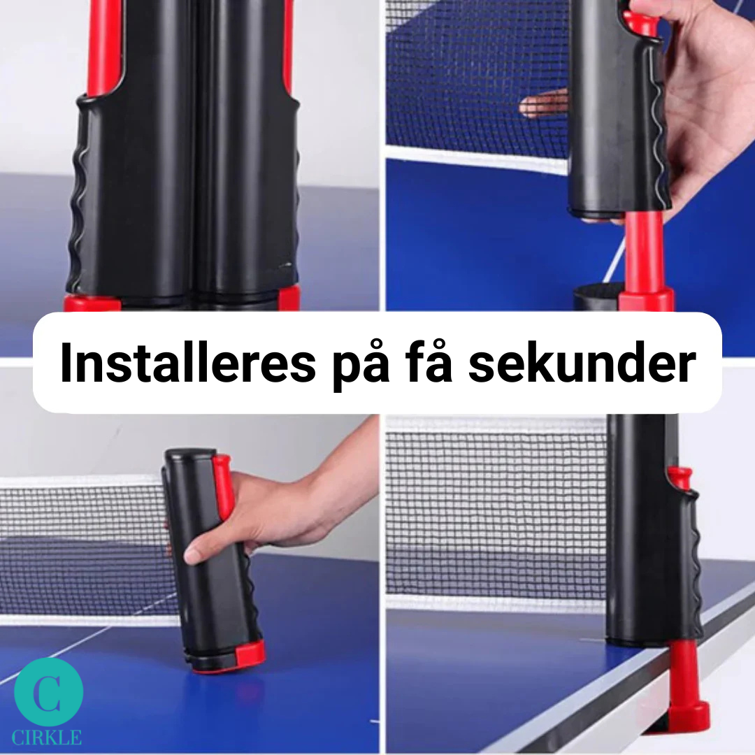 BordBattlen™ – Portabelt bordtennissæt med udtrækkeligt net, bat og bolde