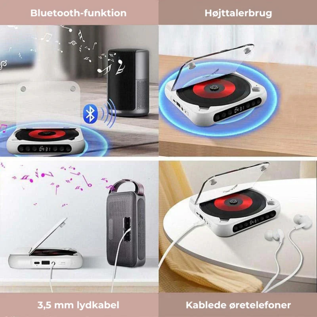 KlarTone CD™ – Trådløs Bærbar CD-Afspiller med Bluetooth