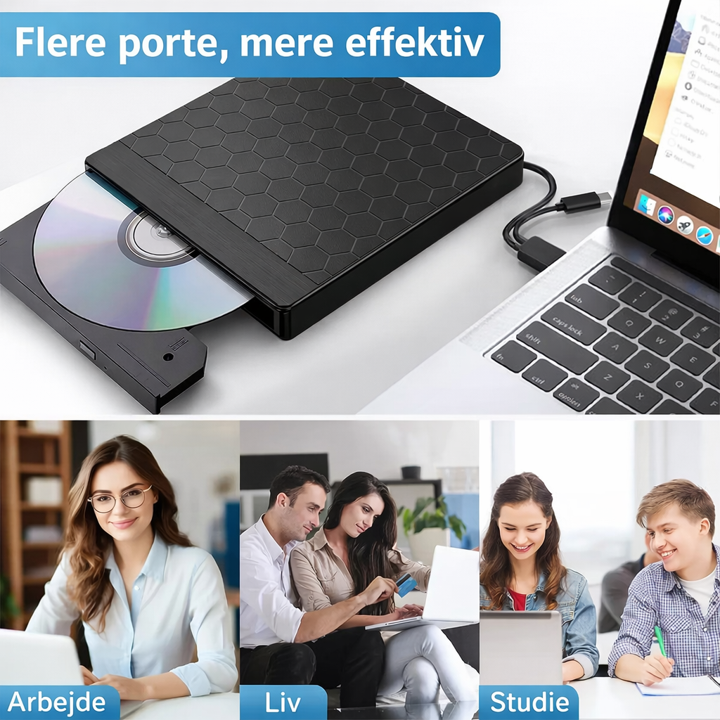 SkivePort™ - Afspil, kopier og gem – alt samlet i én 8-i-1 løsning