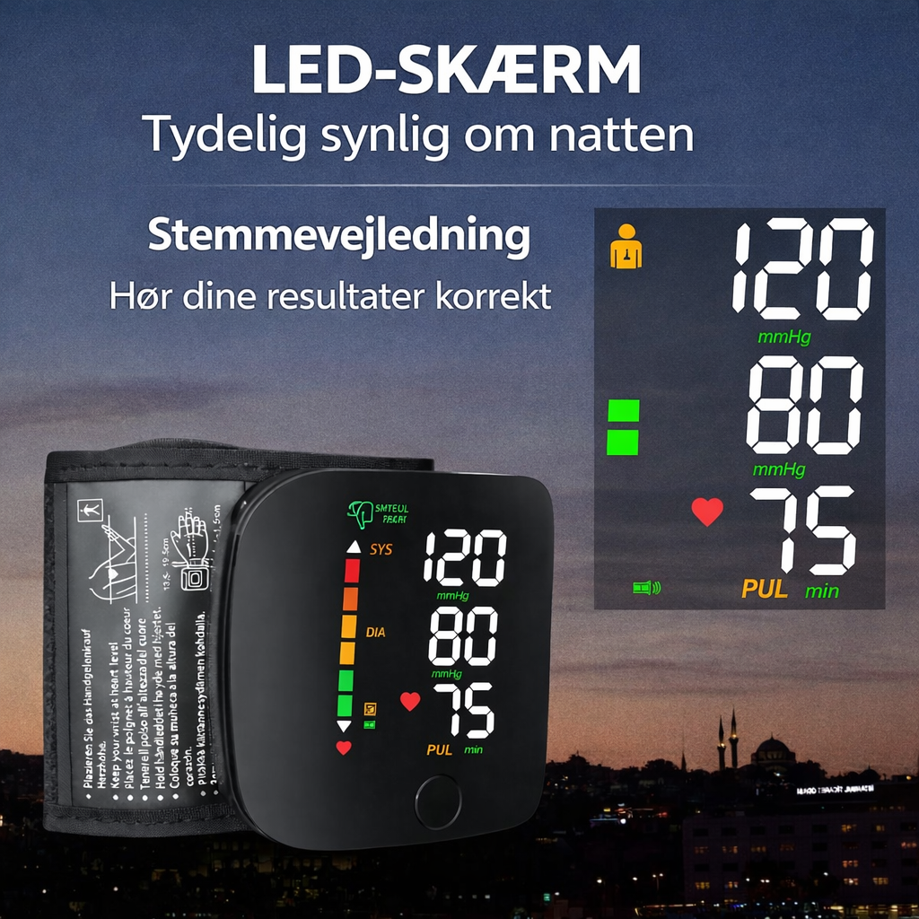 KlarPuls™ | Sikker kontrol over dit blodtryk – blodtryksmåler til håndled